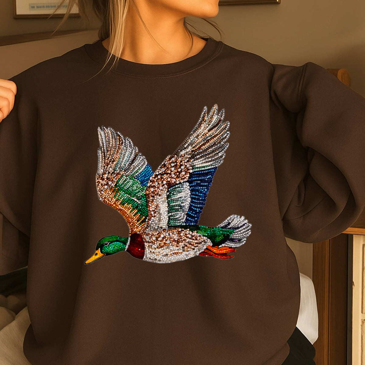 Faux Rhinestone Mallard Sweatshirt